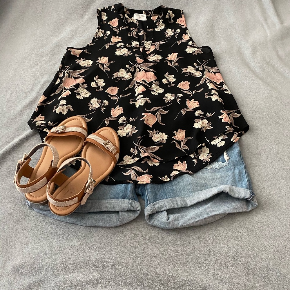 Sleeveless Floral Blouse by Sienna Sky